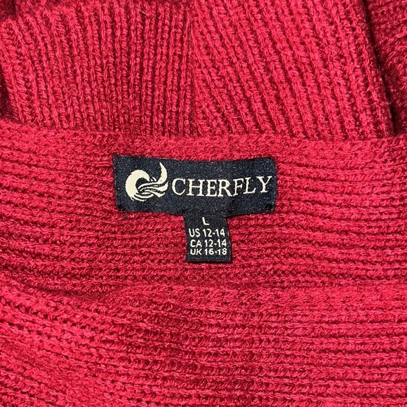 CHERFLY Womens Red Bell Long Sleeve Sweater Size L - Picture 5 of 7
